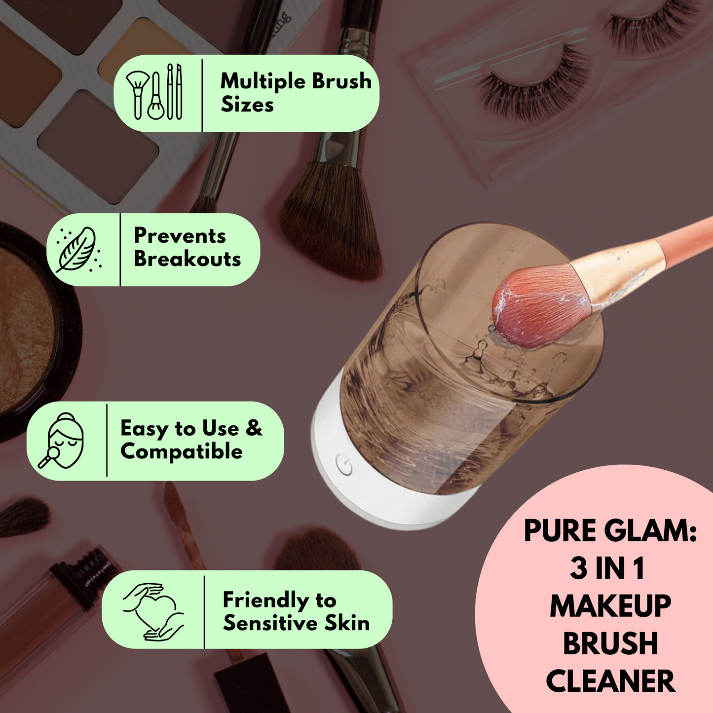 Pure Glam : 3-in-1 Makeup Brush Cleaner