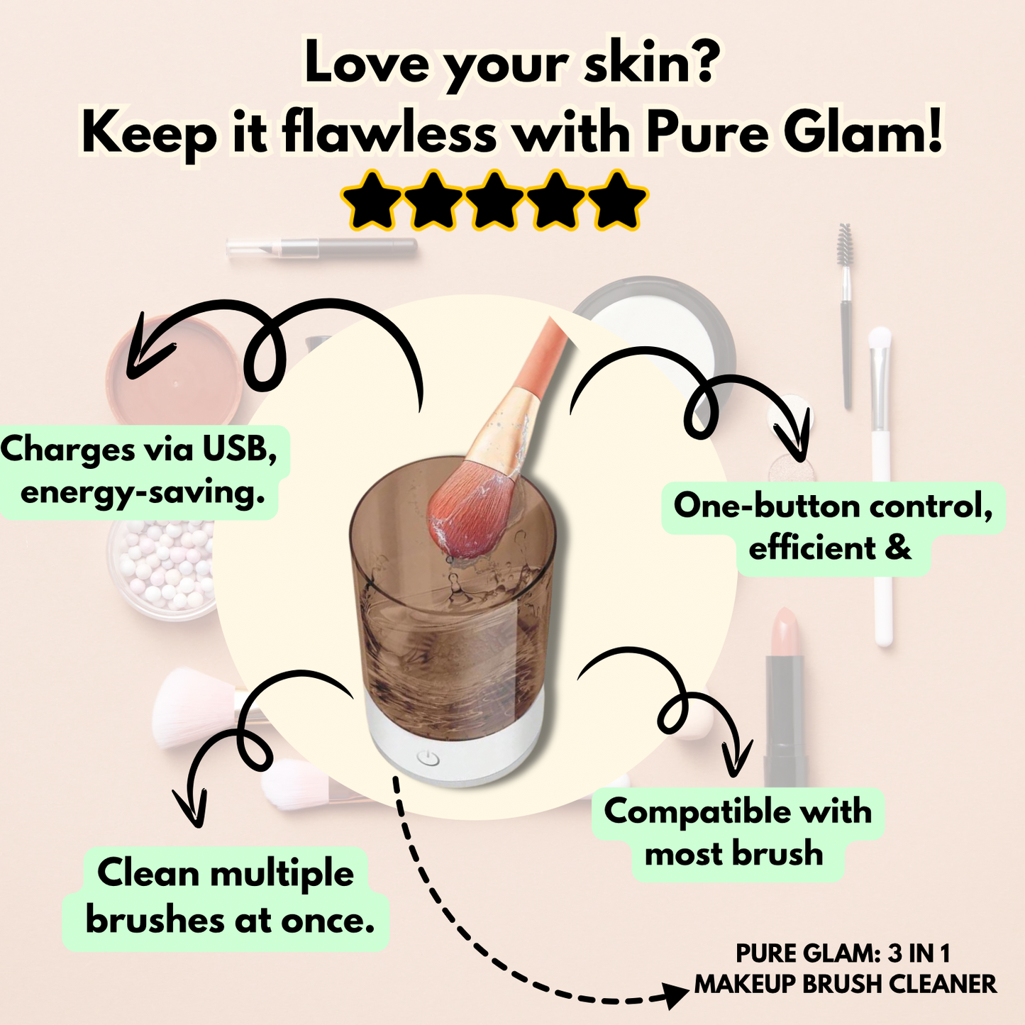 Pure Glam : 3-in-1 Makeup Brush Cleaner