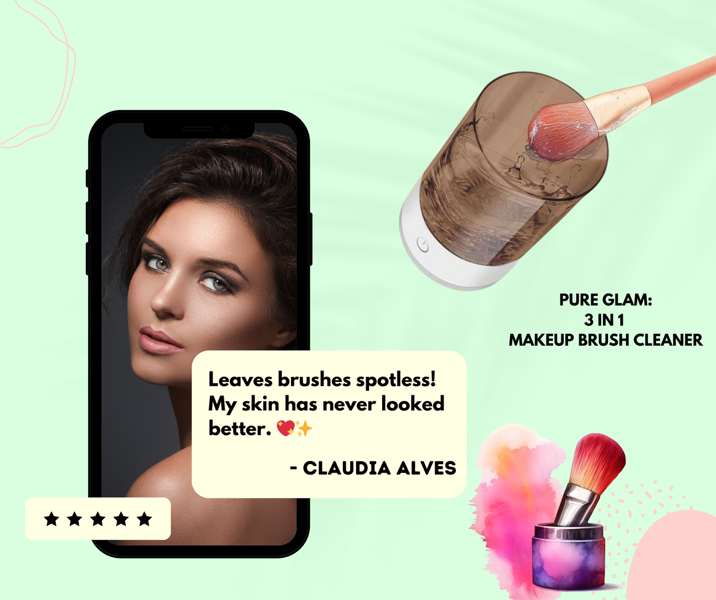 Pure Glam : 3-in-1 Makeup Brush Cleaner